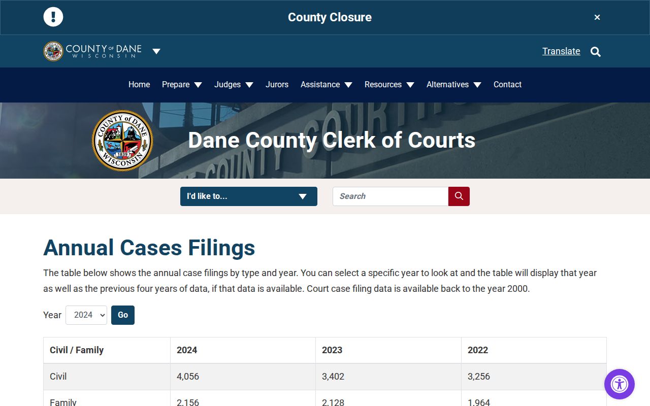 Dane County criminal docket annual counts