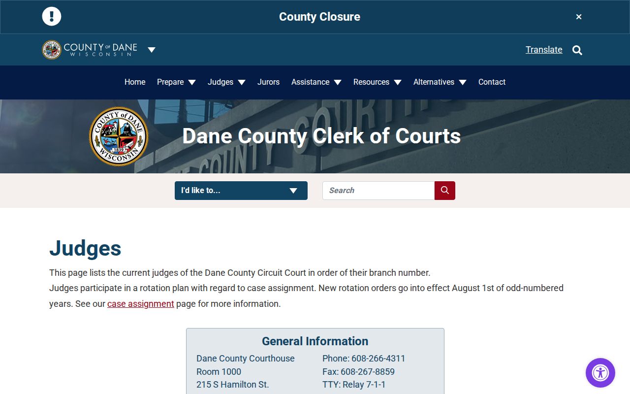 Dane County court dates for 17 circuit branches