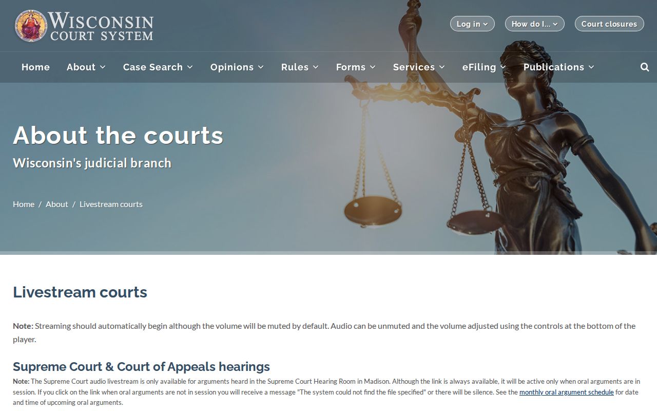 Dane County court dates and livestream calendar links