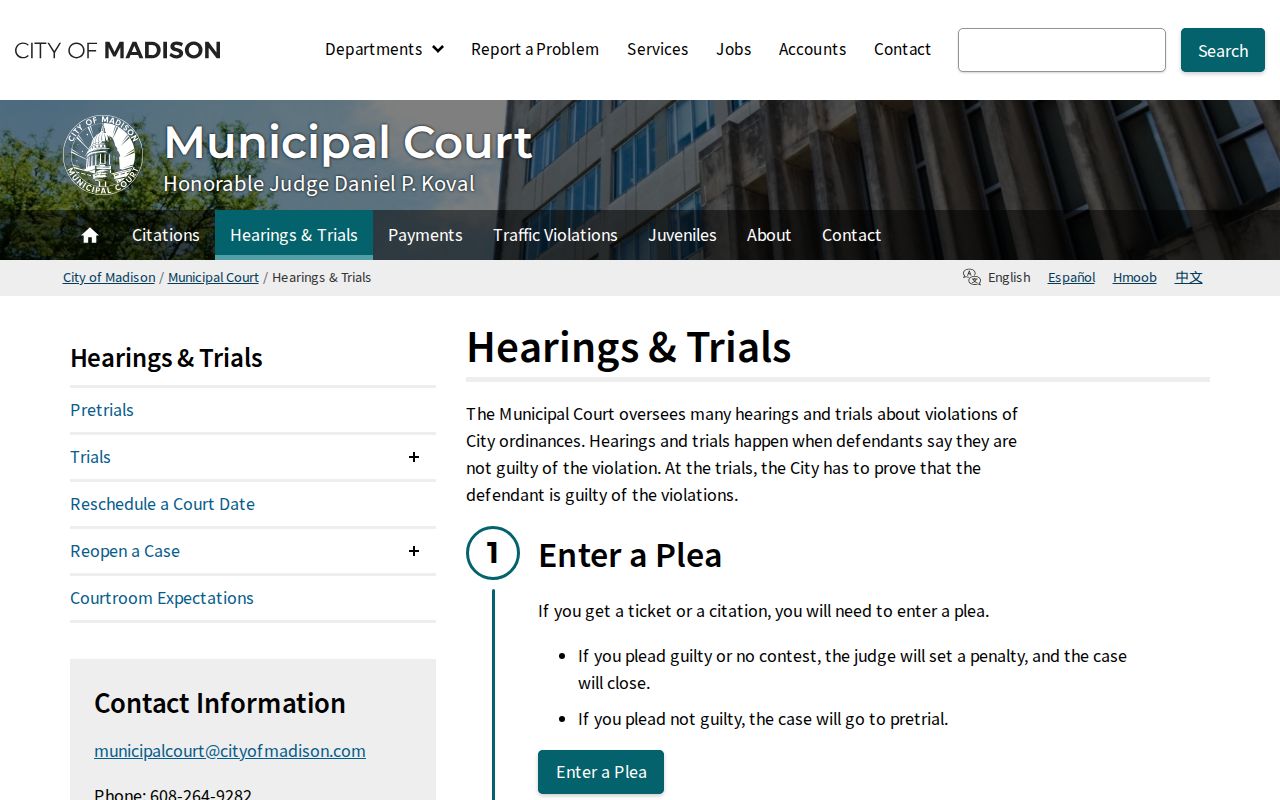 Madison court docket hearing workflow