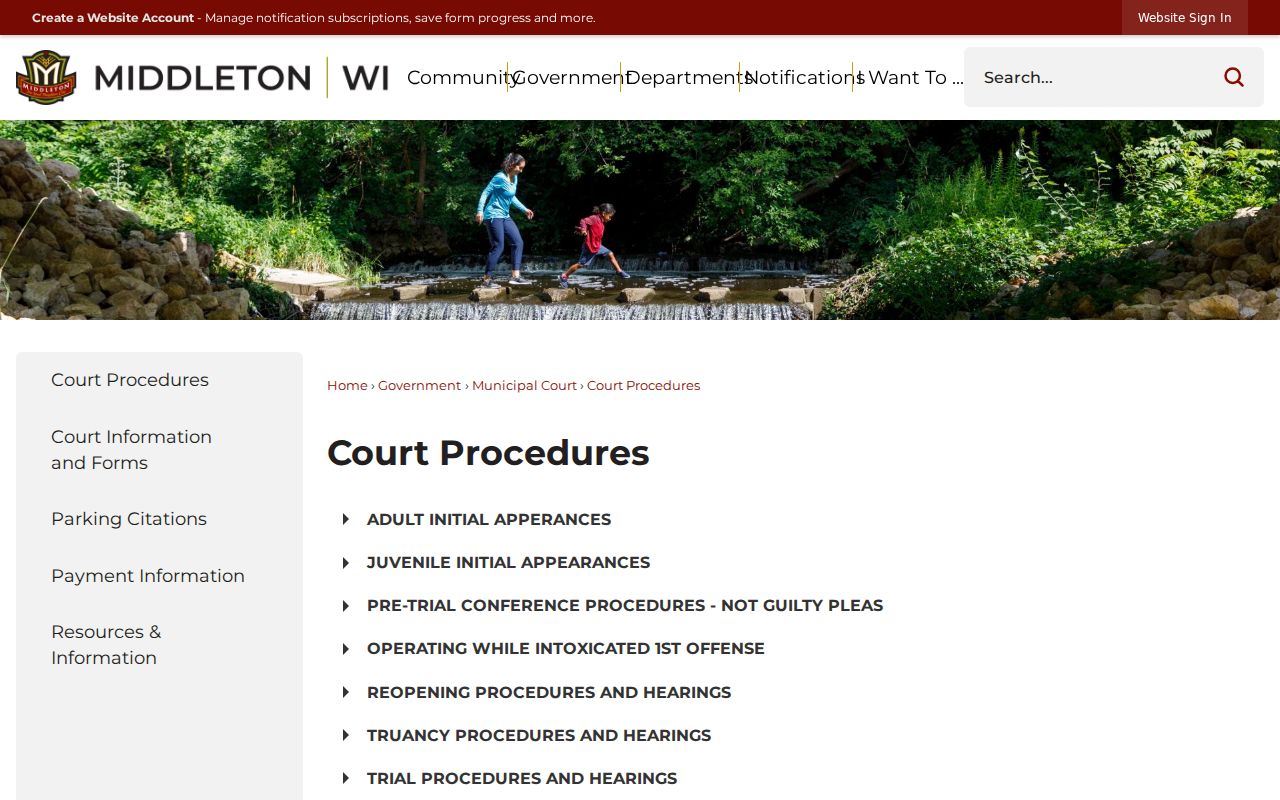 Middleton court docket plea continuance reopening and appeal workflow