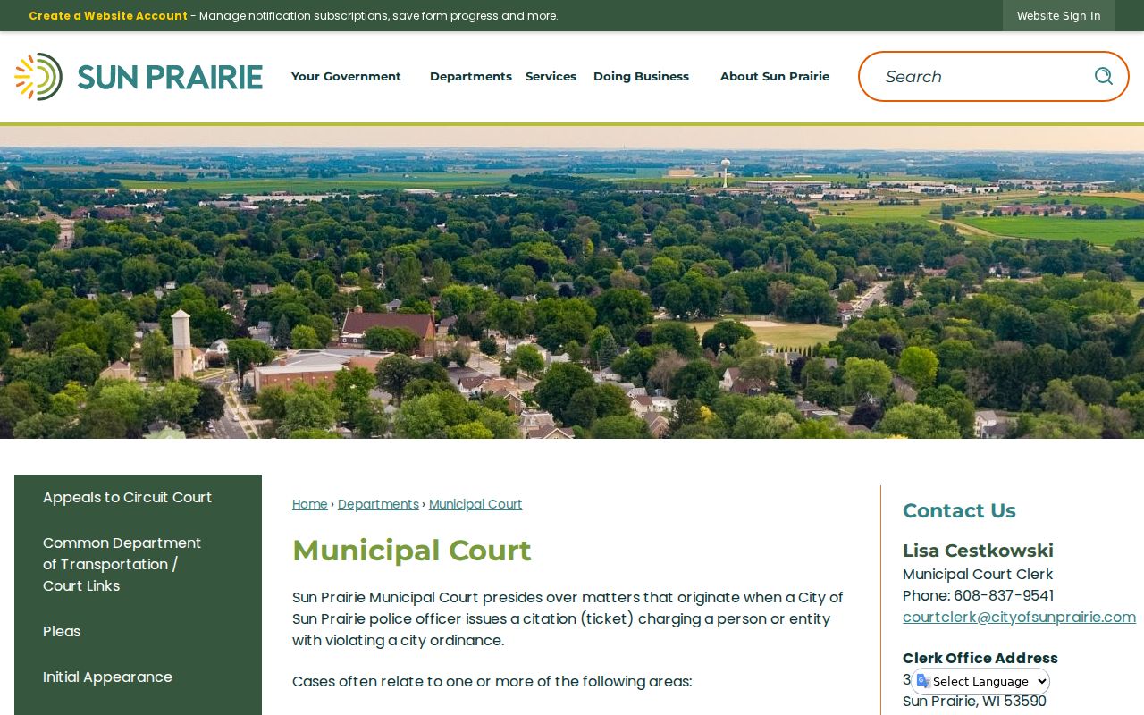 Sun Prairie court docket clerk calendar and plea links