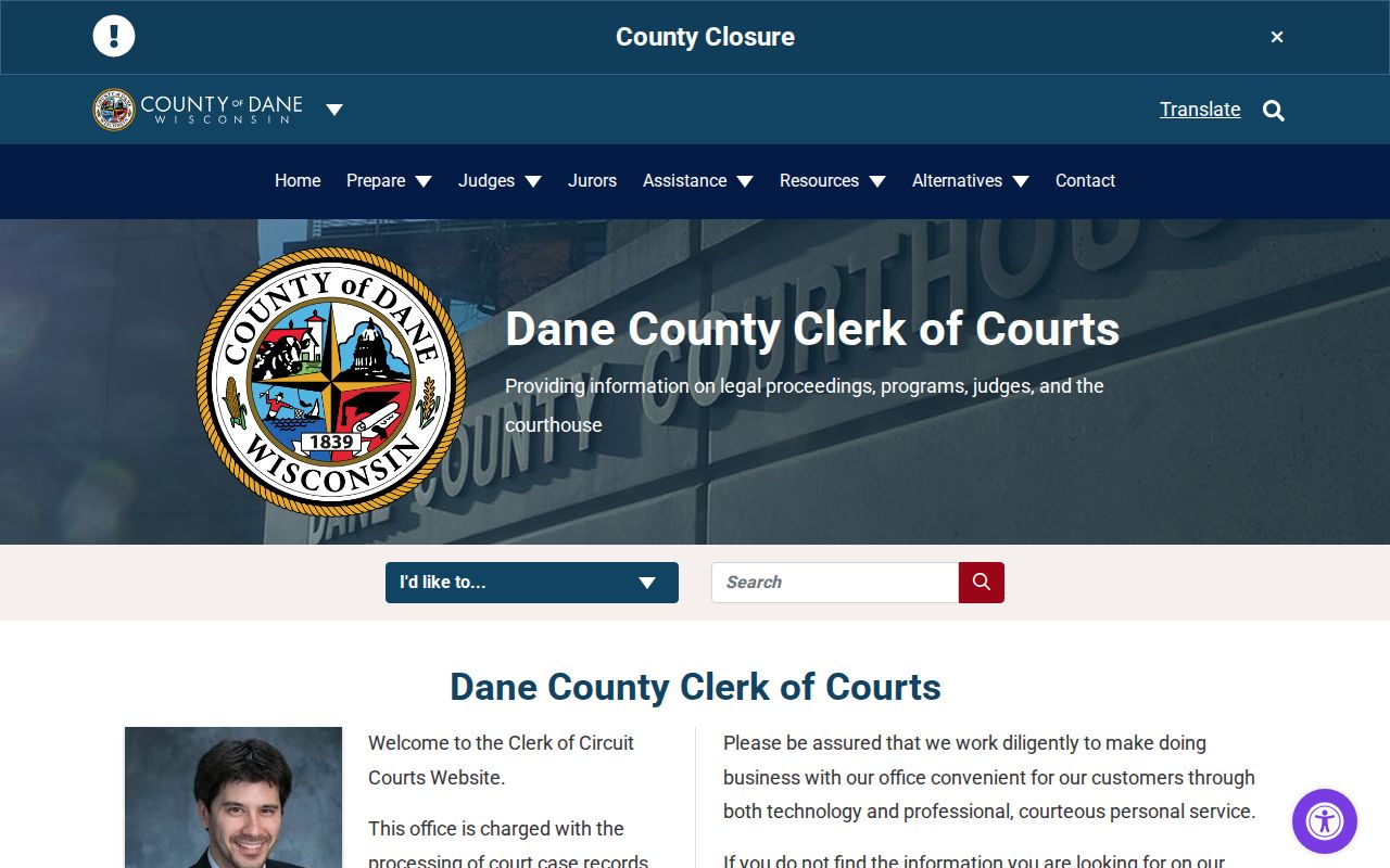 Dane County Clerk of Circuit Court electronic recordkeeping notice